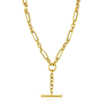 14K Yellow Gold Rolo Toggle Necklace (Solid Links) 18" - WJD Exclusives
