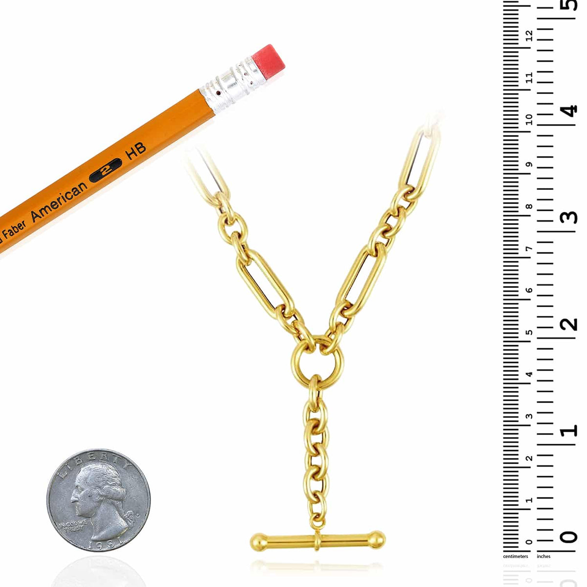 14K Yellow Gold Rolo Toggle Necklace (Solid Links) 18" - WJD Exclusives