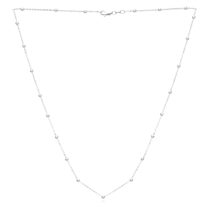 14K Yellow or White Gold Diamond - Cut Saturn Bead Necklace (Solid Links) 18" - WJD Exclusives