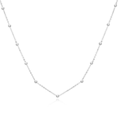 14K Yellow or White Gold Diamond - Cut Saturn Bead Necklace (Solid Links) 18" - WJD Exclusives
