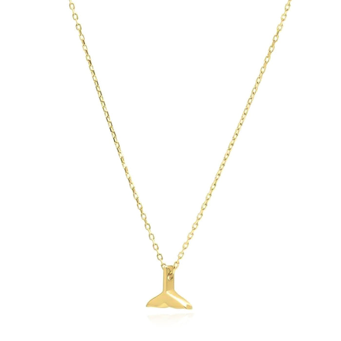 14K Yellow Gold Whale Tail Necklace (Solid Links) 16" - 18" Adjustable - WJD Exclusives