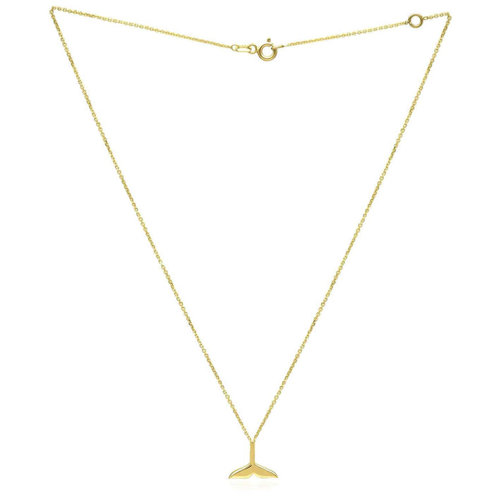 14K Yellow Gold Whale Tail Necklace (Solid Links) 16" - 18" Adjustable - WJD Exclusives
