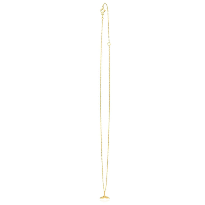 14K Yellow Gold Whale Tail Necklace (Solid Links) 16" - 18" Adjustable - WJD Exclusives