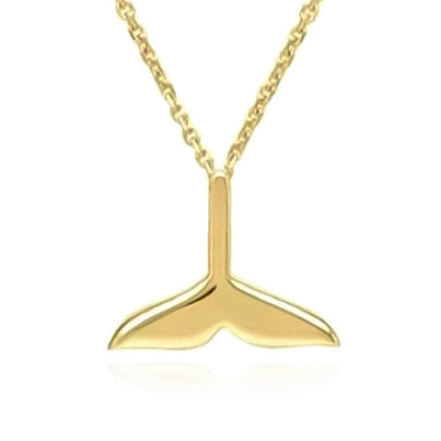 14K Yellow Gold Whale Tail Necklace (Solid Links) 16" - 18" Adjustable - WJD Exclusives