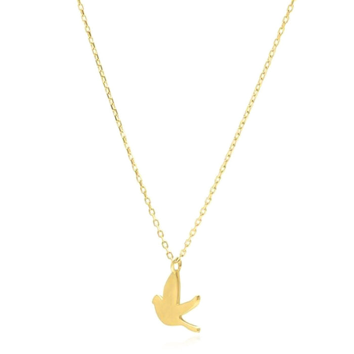 14K Yellow Gold Bird Necklace (Solid Links) 16" - 18" Adjustable - WJD Exclusives