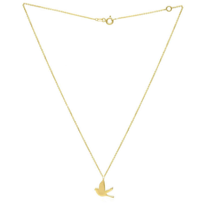 14K Yellow Gold Bird Necklace (Solid Links) 16" - 18" Adjustable - WJD Exclusives