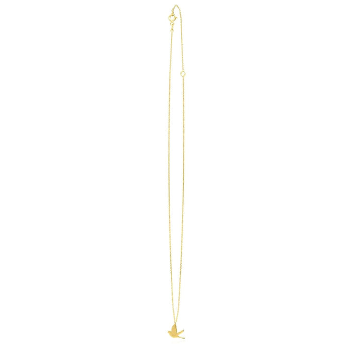 14K Yellow Gold Bird Necklace (Solid Links) 16" - 18" Adjustable - WJD Exclusives