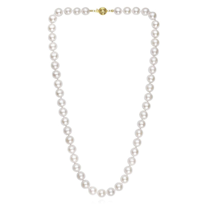 14K Yellow Gold Cultured Pearl Strand Necklace (Hollow) 18" - WJD Exclusives