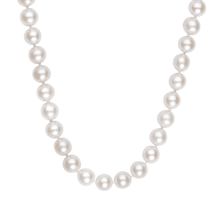 14K Yellow Gold Cultured Pearl Strand Necklace (Hollow) 18" - WJD Exclusives