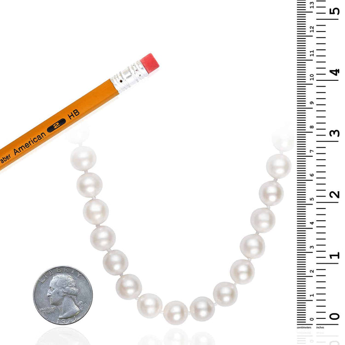 14K Yellow Gold Cultured Pearl Strand Necklace (Hollow) 18" - WJD Exclusives