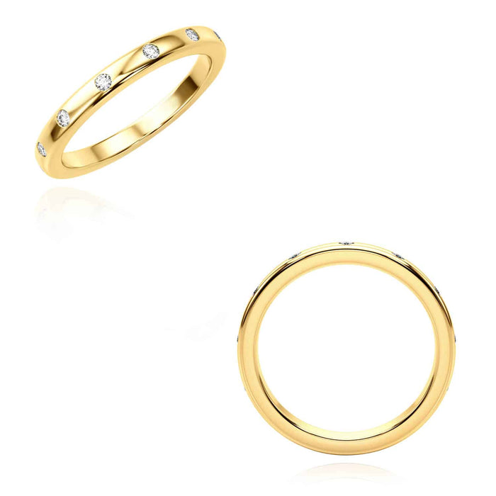 0.15CTW Natural Diamond 14K Yellow Gold Band Ring - WJD Exclusives