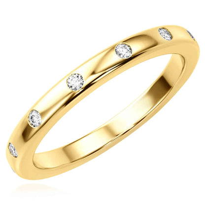 0.15CTW Real Diamond 14K Real Gold Band Ring