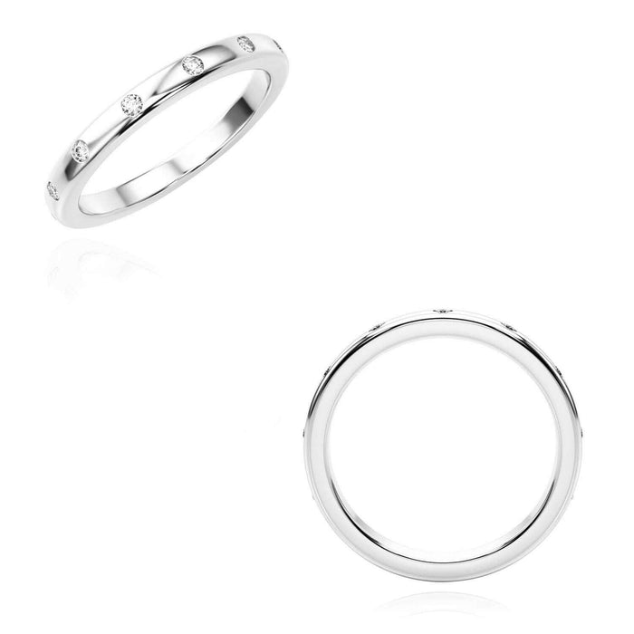 0.15CTW Natural Diamond 14K White Gold Band Ring - WJD Exclusives