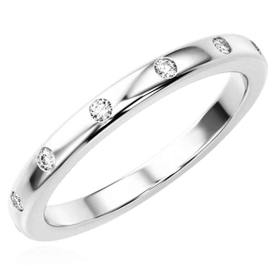 0.15CTW Natural Diamond 14K White Gold Band Ring - WJD Exclusives