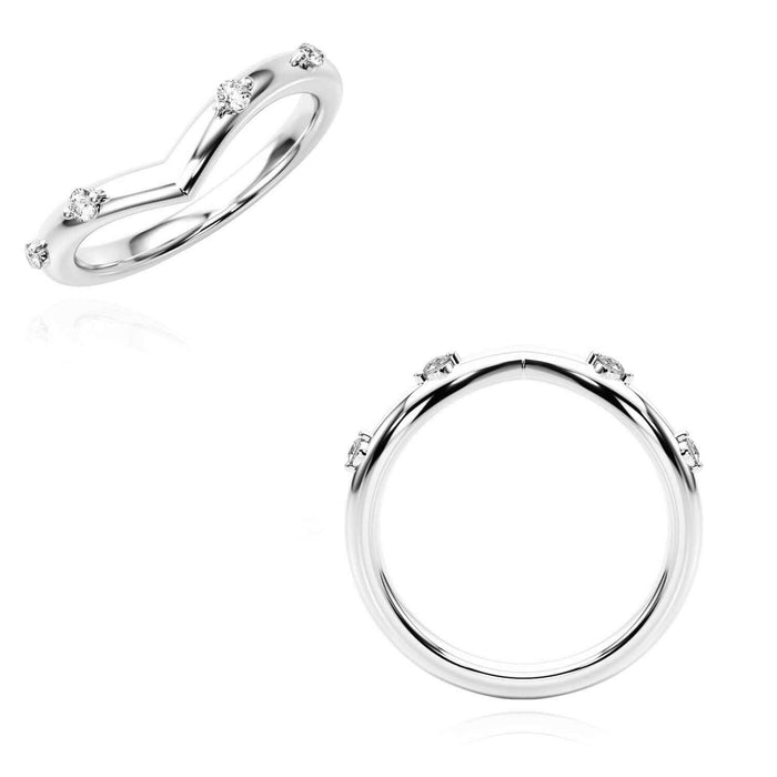 0.10CTW Natural Diamond 14K White Gold Chevron Band Ring - WJD Exclusives