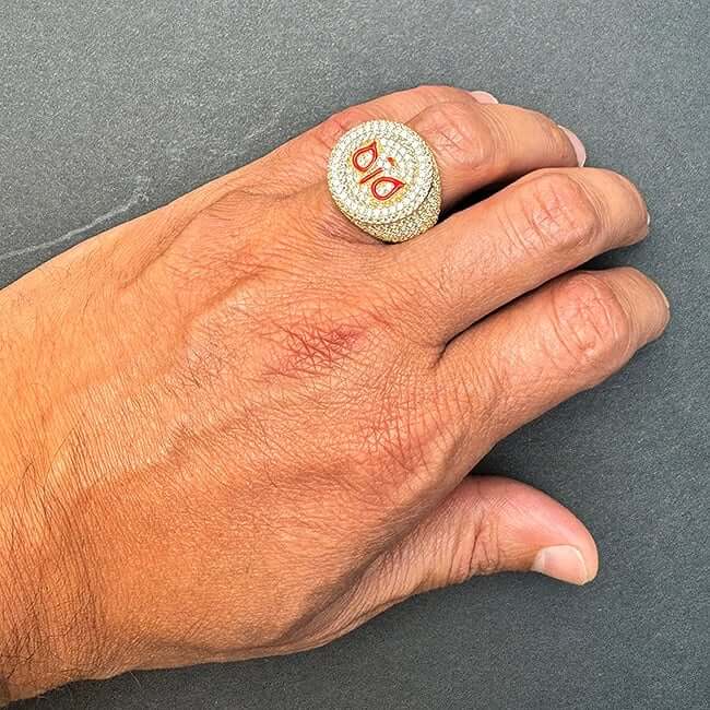 14K Gold CZ Red Dio Owl Signet Ring - WJD Exclusives