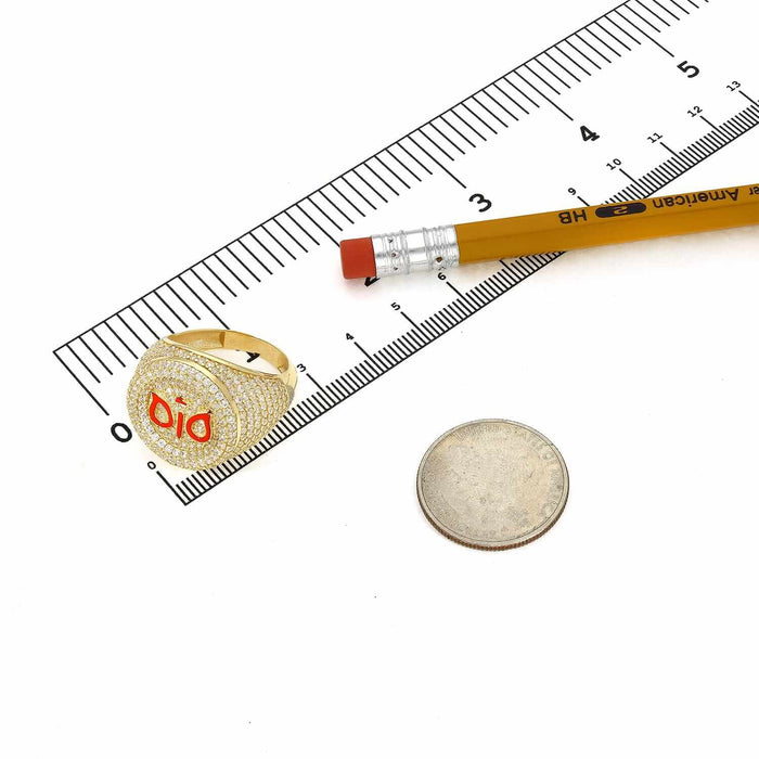 14K Gold CZ Red Dio Owl Signet Ring - WJD Exclusives