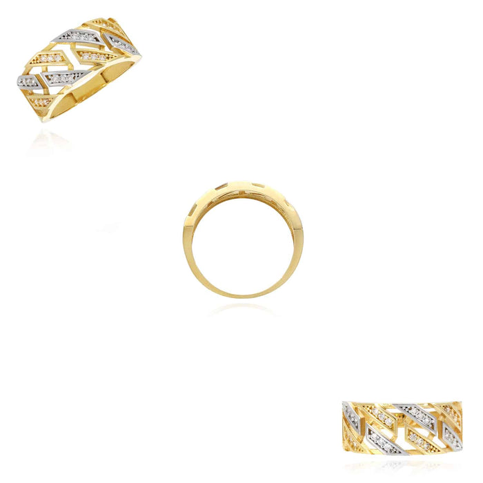 14K Gold Two - Tone White CZ Cocktail Ring - WJD Exclusives