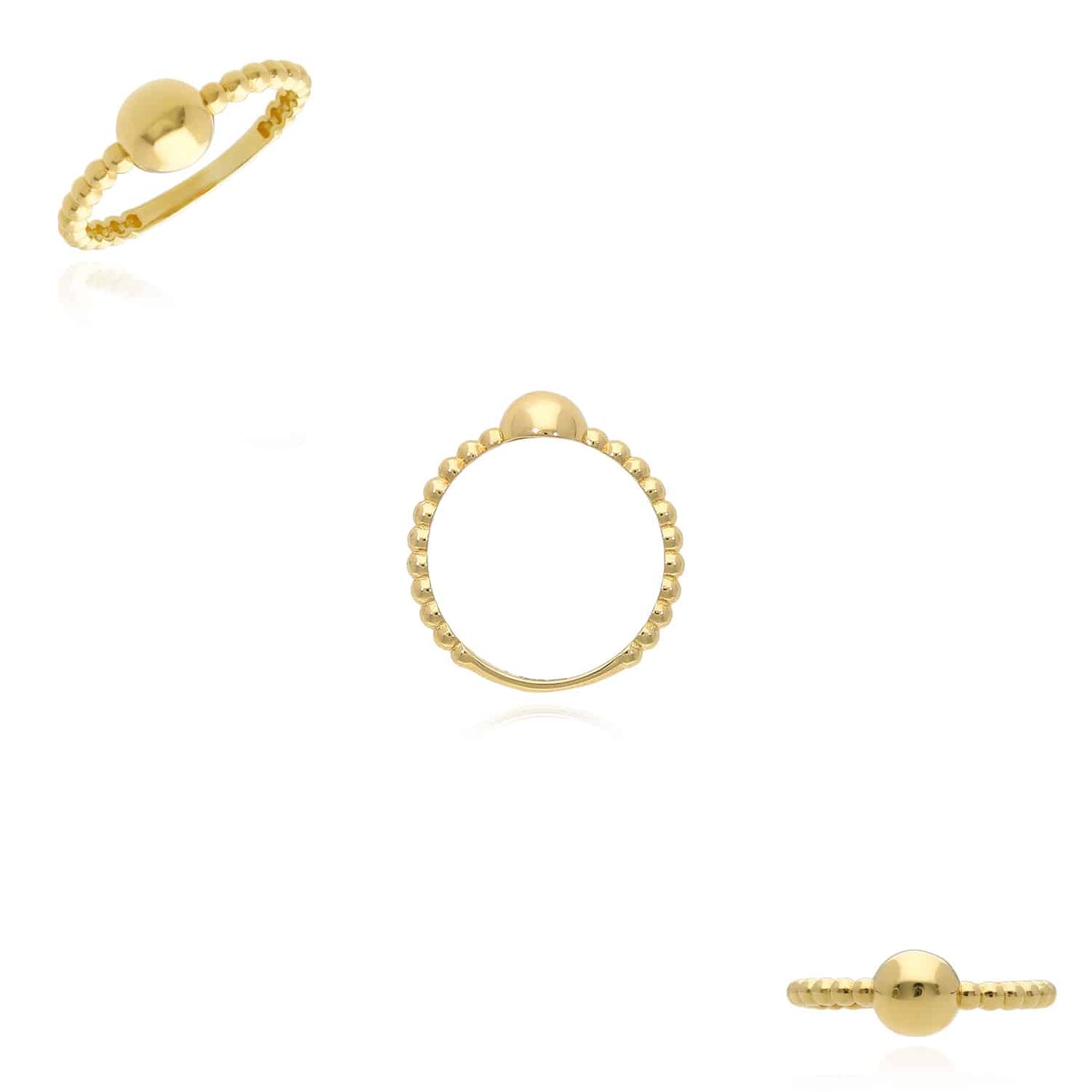 14K Yellow Gold Beaded Ball Band Ring
