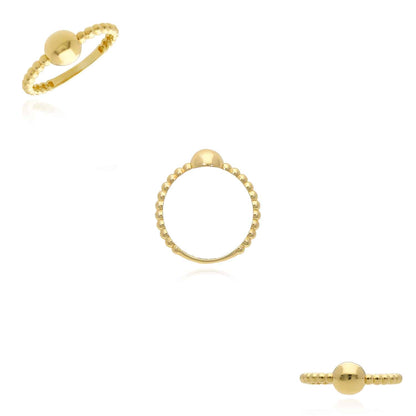 14K Yellow Gold Beaded Ball Band Ring