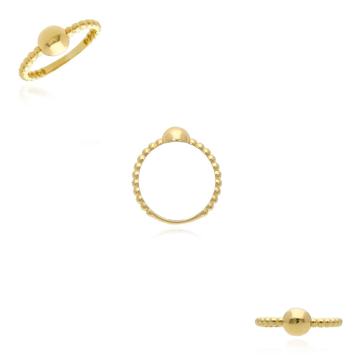 14K Yellow Gold Beaded Ball Band Ring - WJD Exclusives