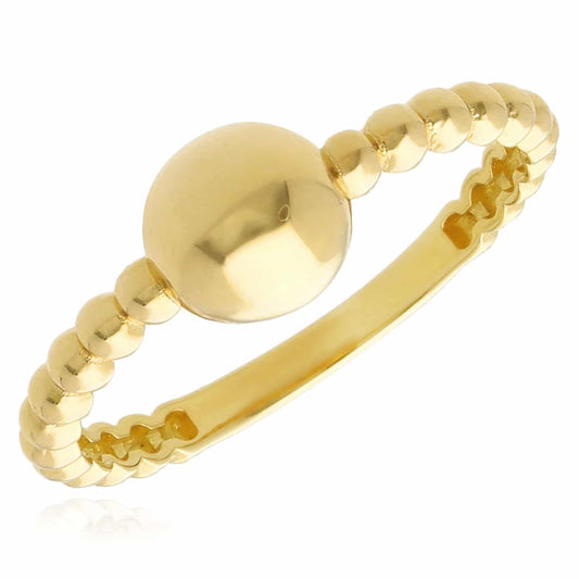 14K Real Gold Beaded Ball Band Ring