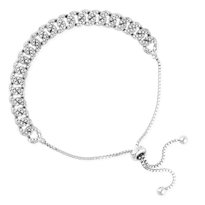 Yellow White Rose Gold Over Silver 6.5mm Miami Cuban CZ Bracelet (Solid Links) 5"-9" Adjustable