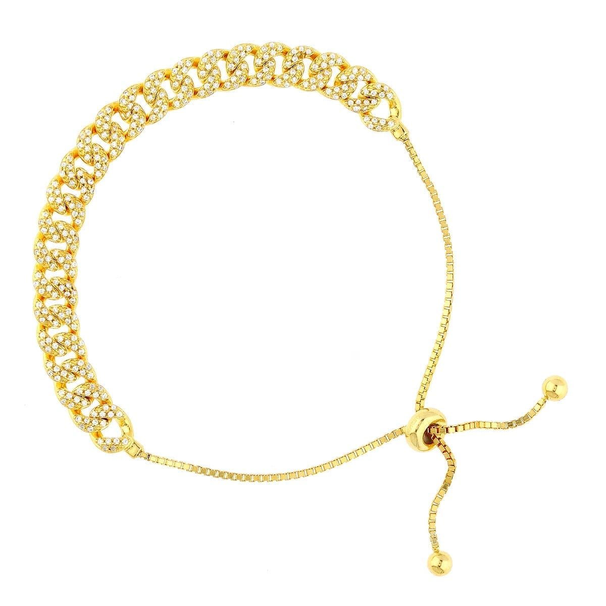 Yellow White Rose Gold Over Silver 6.5mm Miami Cuban CZ Bracelet