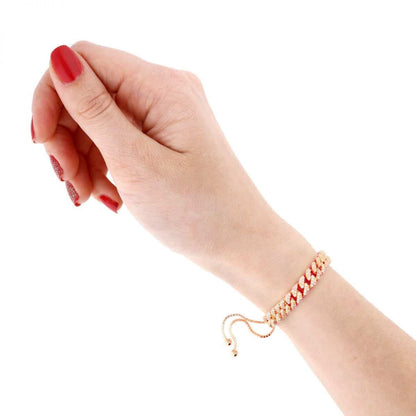 Yellow White Rose Gold Over Silver 6.5mm Miami Cuban CZ Bracelet