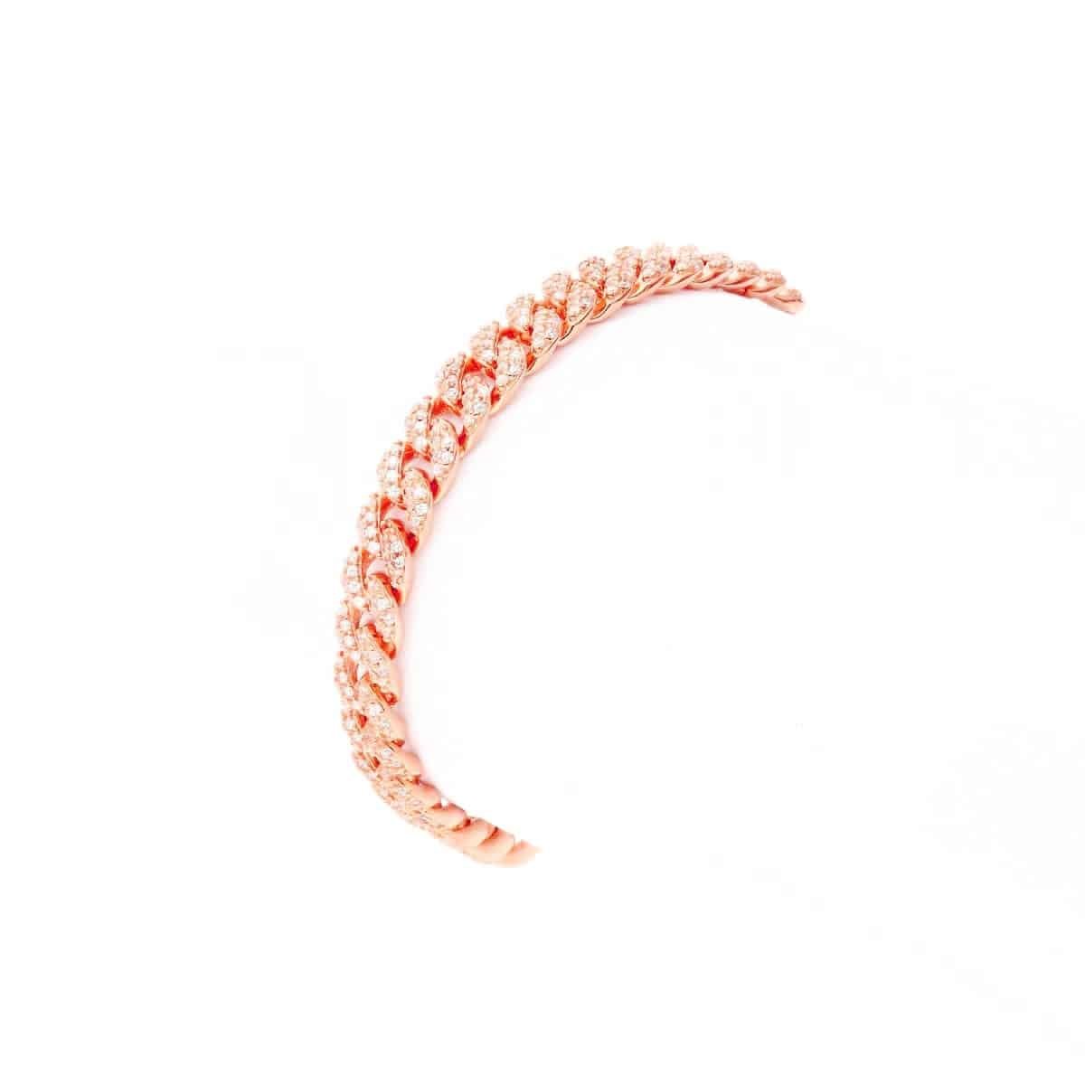Yellow White Rose Gold Over Silver 6.5mm Miami Cuban CZ Bracelet