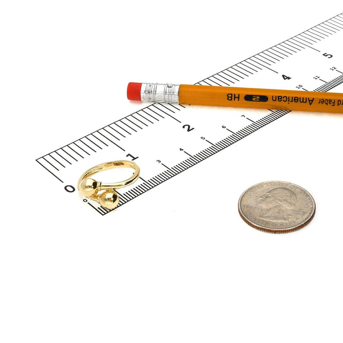 14K Yellow Gold Double Bead Ball Sphere Band Ring - WJD Exclusives