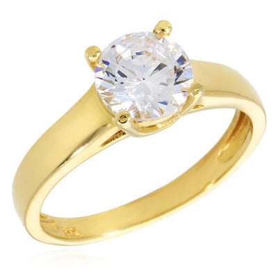 14K Yellow Gold 1.00Ct CZ Solitaire Engagement Ring - WJD Exclusives