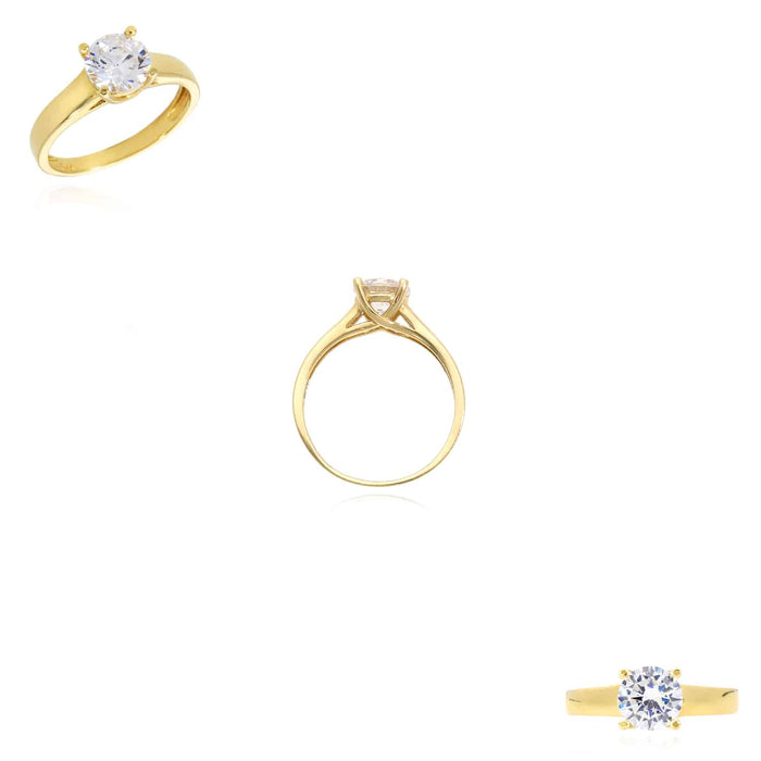 14K Yellow Gold 1.00Ct CZ Solitaire Engagement Ring - WJD Exclusives