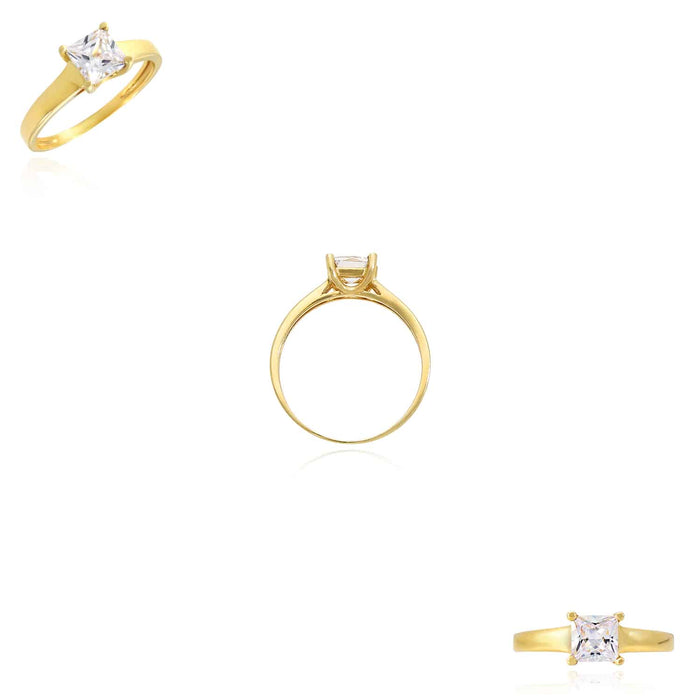 14K Yellow Gold 0.75CT CZ Princess - Cut Solitaire Engagement Ring - WJD Exclusives