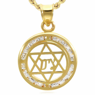 14K Gold CZ Star of David Tzion Pendant 0.7", 0.9" - WJD Exclusives