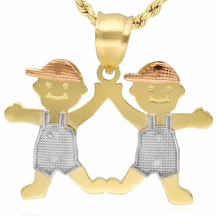 14K Gold Tri - Color Boy Girl 3 Choices Pendant 0.9" - WJD Exclusives
