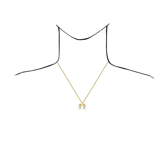 14K Gold Tri - Color Boy Girl 3 Choices Pendant 0.9" - WJD Exclusives