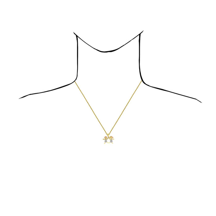 14K Gold Tri - Color Boy Girl 3 Choices Pendant 0.9" - WJD Exclusives