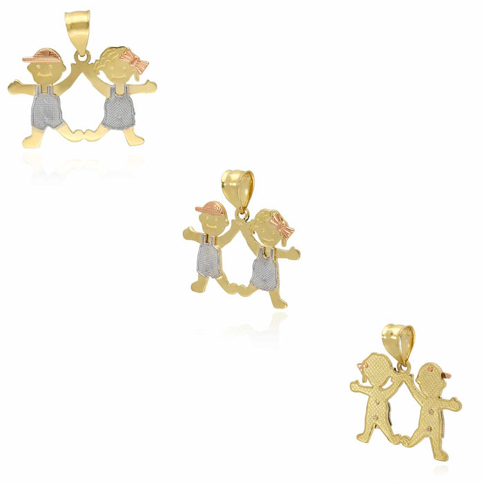 14K Gold Tri - Color Boy Girl 3 Choices Pendant 0.9" - WJD Exclusives