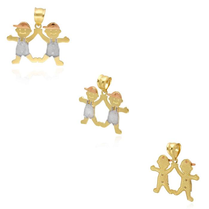 14K Gold Tri - Color Boy Girl 3 Choices Pendant 0.9" - WJD Exclusives