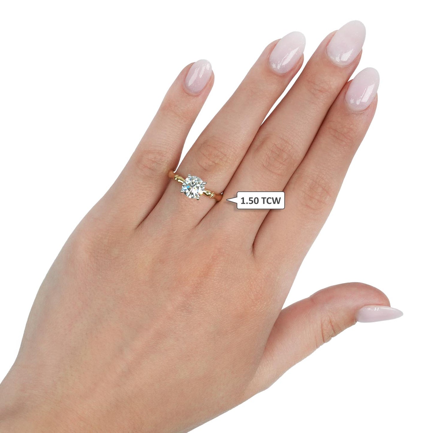 1.50CT Lab-Grown Diamond Round 14K Yellow Gold Bamboo Engagement Ring