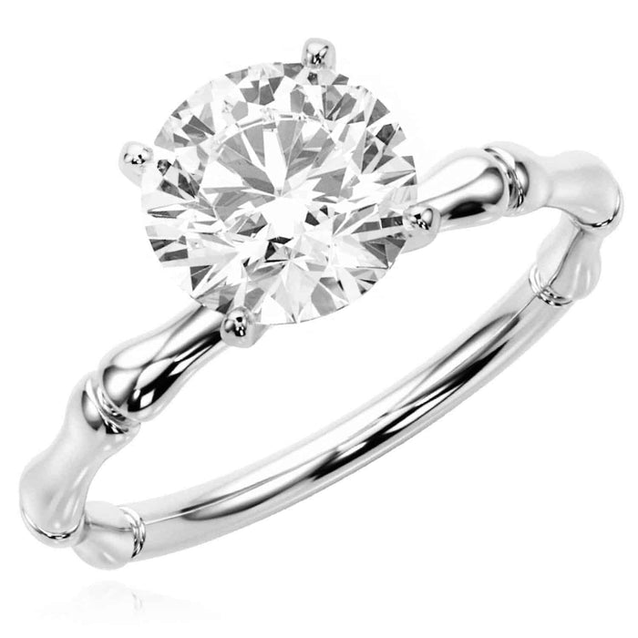 1CT Lab - Grown Diamond Round 14K White Gold Bamboo Engagement Ring - WJD Exclusives