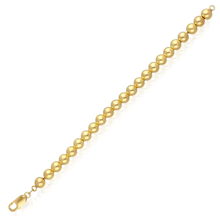 18K Yellow Gold Over Sterling Silver 8mm Graduated Beaded Ball Bracelet (Hollow) 8" - WJD Exclusives