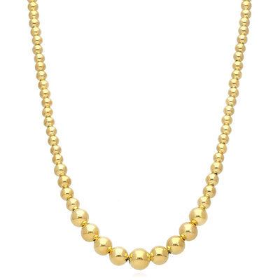 18K Yellow Gold Over Sterling Silver Beaded Graduated Ball Necklace (Hollow) 18" - WJD Exclusives