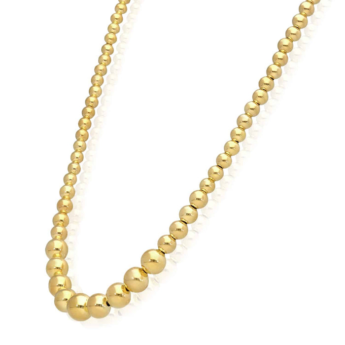 18K Yellow Gold Over Sterling Silver Beaded Graduated Ball Necklace (Hollow) 18" - WJD Exclusives