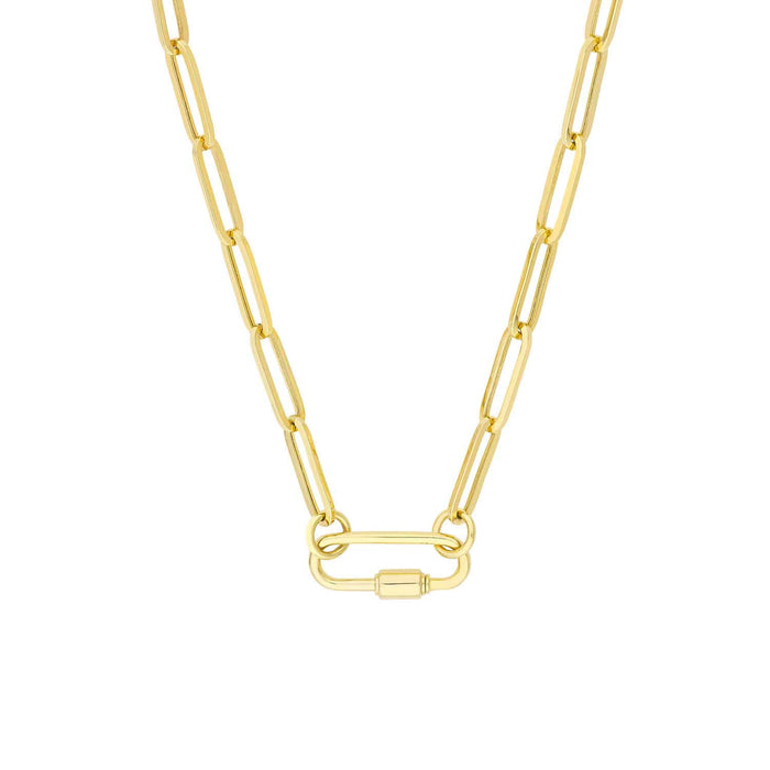 14K Gold Heart Round Paperclip Oval Lock Connectors - WJD Exclusives