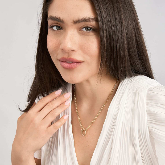 14K Gold Heart Round Paperclip Oval Lock Connectors - WJD Exclusives