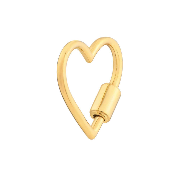 14K Gold Heart Round Paperclip Oval Lock Connectors - WJD Exclusives