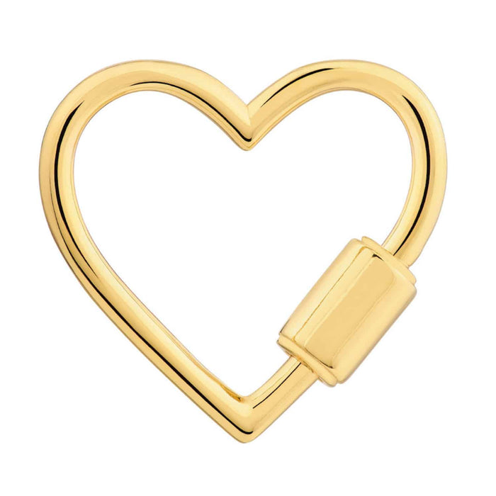 14K Gold Heart Round Paperclip Oval Lock Connectors - WJD Exclusives