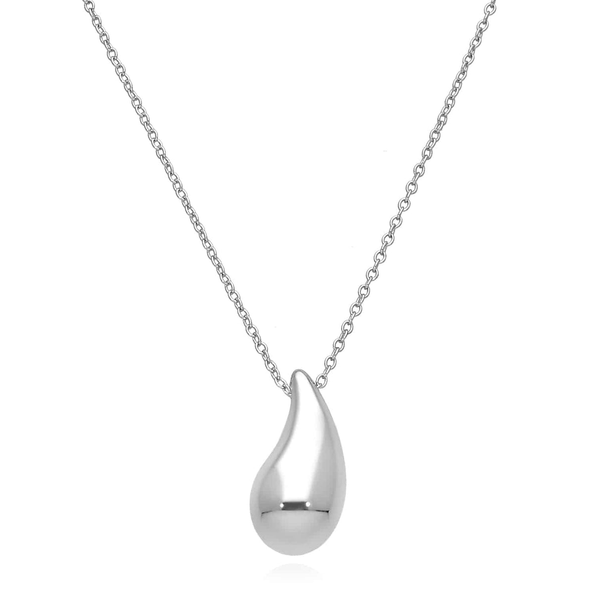 18K Yellow Gold Over Sterling Silver Teardrop Necklace (Solid Links) 16" - 18" Adjustable - WJD Exclusives